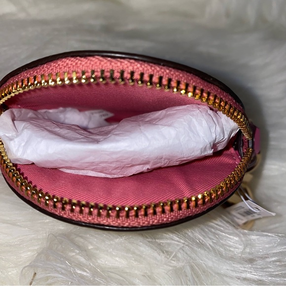 Coach Circular Coin Pouch Bag Charm In Signature Canvas New - Picture 4 of 8